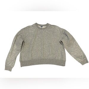 Lightweight Cropped Heathered Gray Crewneck Sweater